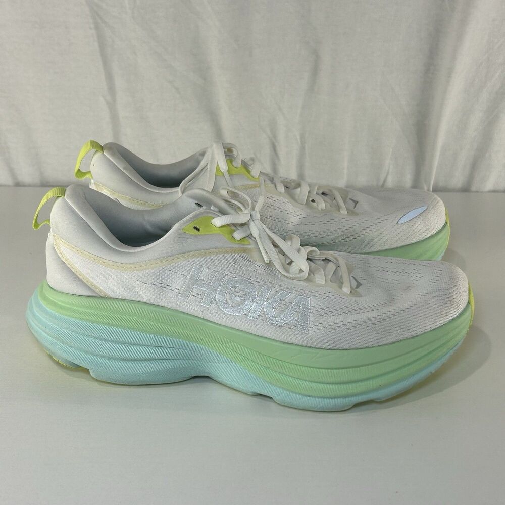 Hoka One One Bondi 8 Running Shoe Blanc De Blanc Sunlit Ocean Women’s size 10.5B